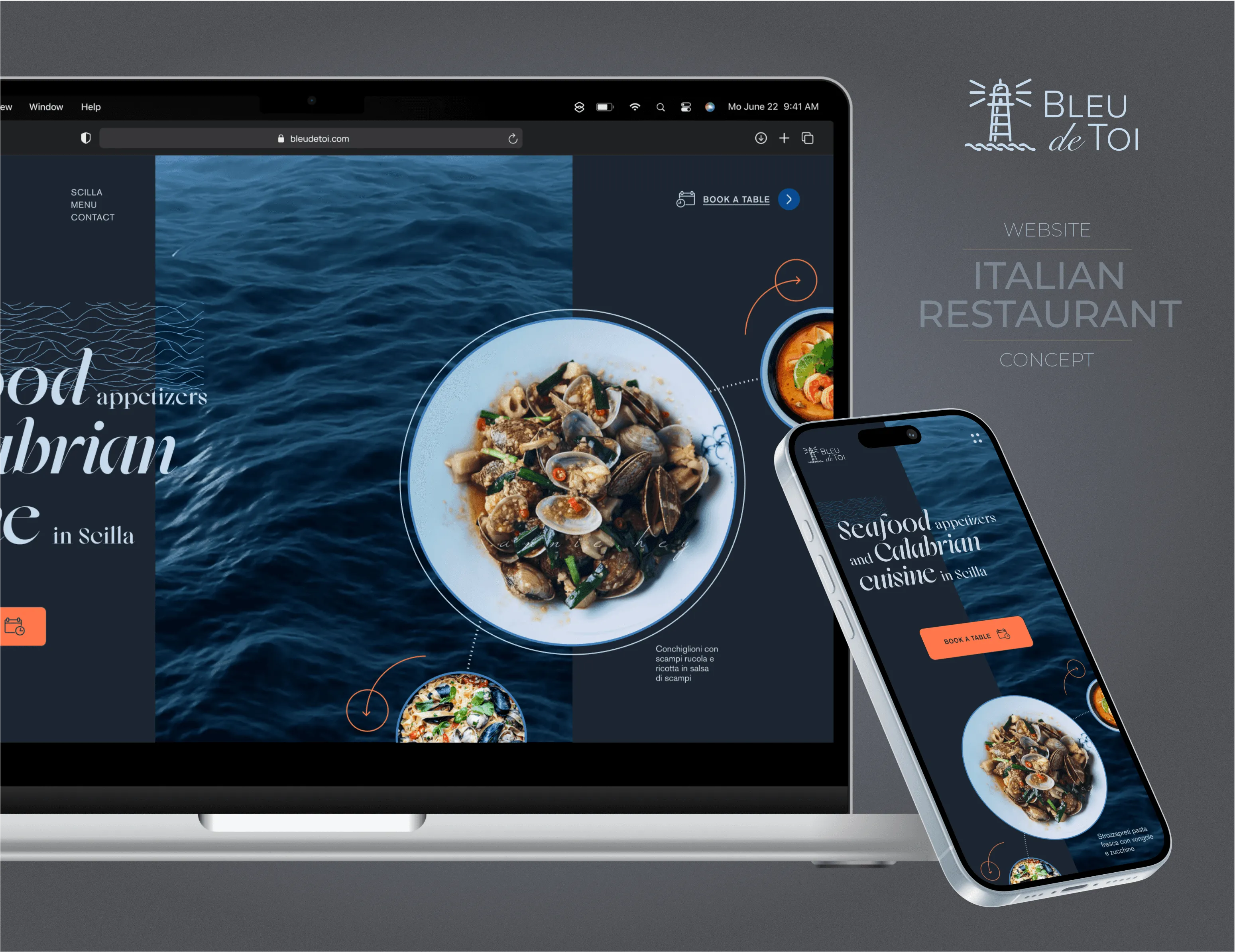 Bleu de Toi restaurant website concept